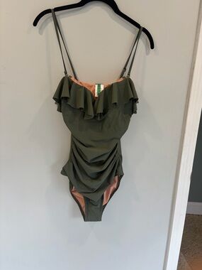 J. Crew Olive Green Ruffled One-Piece New Size 4 Resortwear Beach Summer